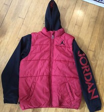 MICHAEL JORDAN BOYS XL 13-15 YEARS BLACK AND RED HOODED JACKET COAT