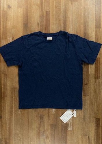 (KEINE ZOLLSTEUER) KHAITE Mae einfarbiges marineblaues Baumwoll-T-Shirt mit Rundhalsausschnitt Größe Medium - Bild 1 von 9