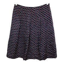 VTG Talbots Skirt Womens Sz 10 Blue Red Print 100 Silk A-Line Knee Length Lined