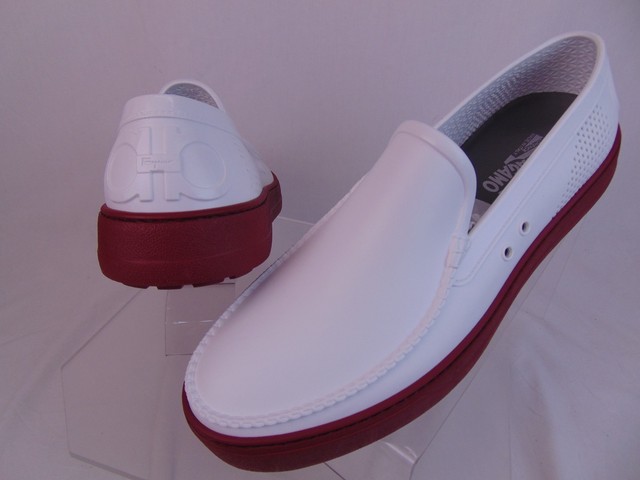 white ferragamo loafers