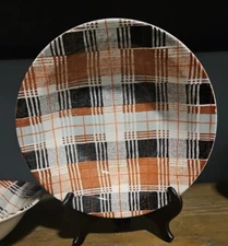 Set of 2 Over and Back Plaid Tartan Pasta/Serving Bowls