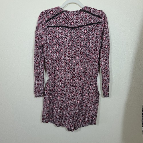 Gap Women's Chase Long Sleeve Romper Size M Black White Pink Geometric Print - Picture 6 of 10