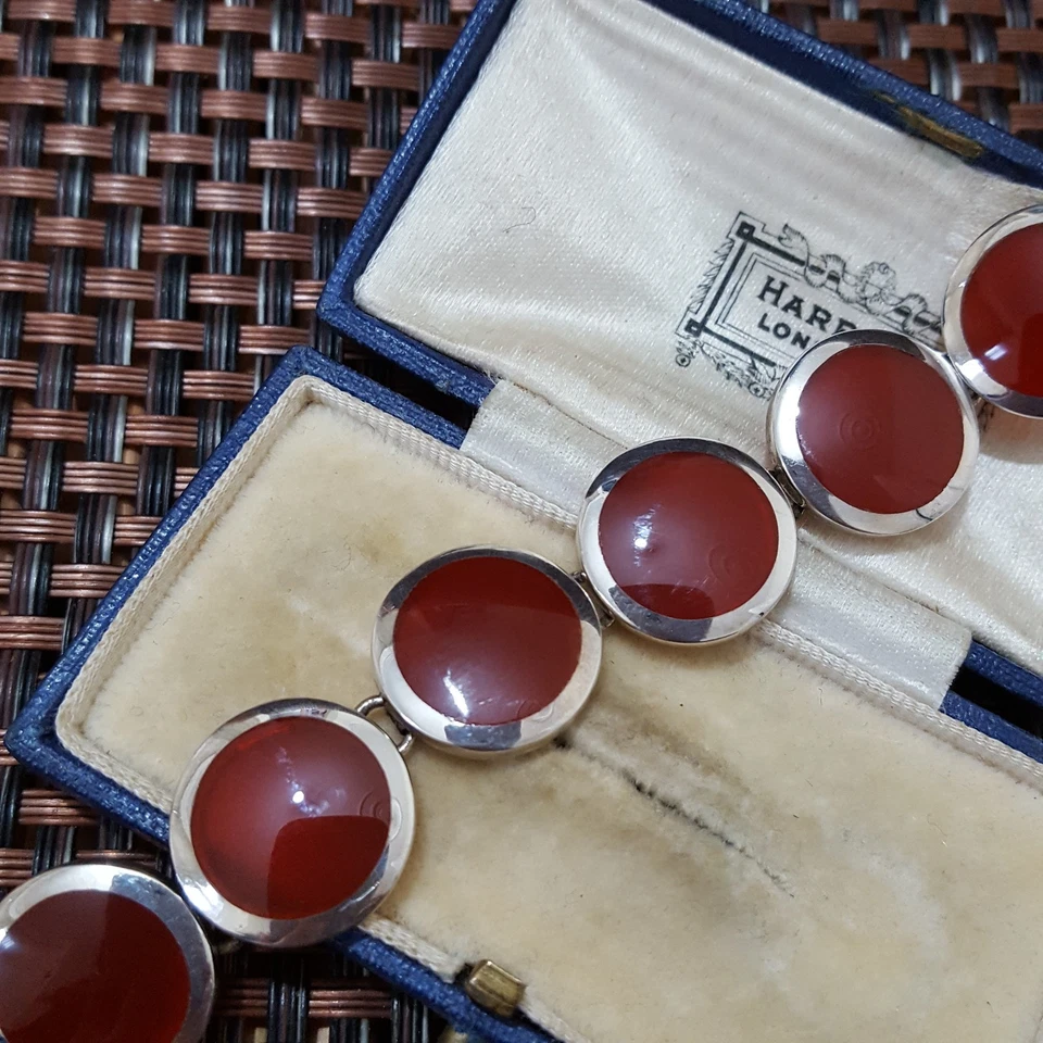 925 Sterling Silver Tennis Bracelet, Natural Red Carnelian Gems, Toggle, 7.3" — 第 4/4 张图片