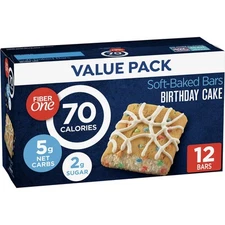 Fiber One 70 Calorie Soft-baked Bars, Birthday Cake, Snack Bars, 12 Ct