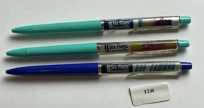 Vintage Six Flags Magic Mountain Motion Pens Colossus Revolution Log Jammer