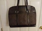 Coldwater Creek Laptop Tote Faux Brown Leather Croc Embossed & Basket Weave — photo 1