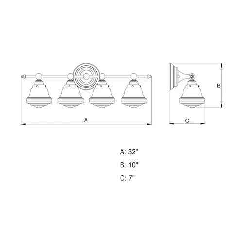 Huntley 4-Light Bathroom Light in Farmhouse Style 10 Inches Tall and 32 Inches - Picture 4 of 7