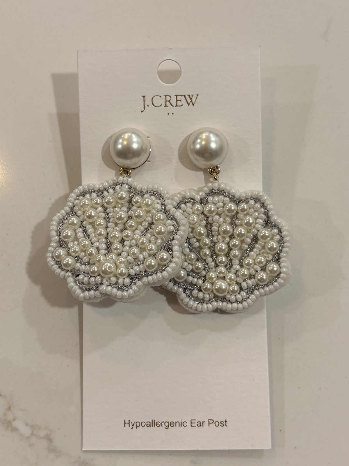 J.Crew Seashell Beaded Statement Hypoallergenic P… - image 3