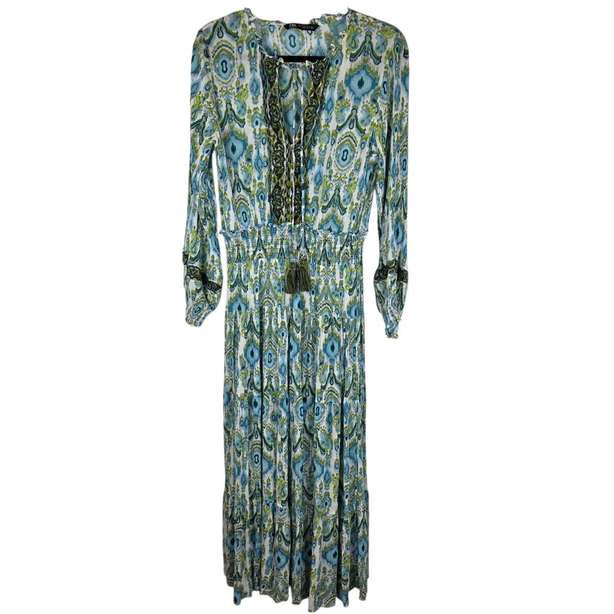 chinese dress ladies Zara Open Back Dress Blue Navy Crepe High Neck Long Sleeves Midi Colum –  The Thriftanista Closet