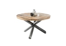 Esstisch Esszimmer Tisch Massivholz Echtholz Mango Metall Gestell rund 130cm