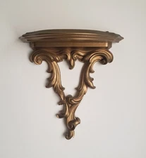Vintage Ornate Gilt Decorated Syroco Wood Wall Hanging Display Shelf