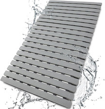 Non Slip Bathtub Shower Mat 27.5x15.7 Suction Cups Drain Holes Gray