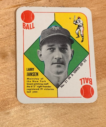 Larry Jansen #21 1951 Topps Red Back card