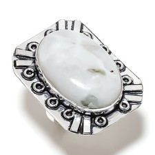 Rainbow Moonstone Gemstone 925 Sterling Silver Gift Jewelry Ring Size 7 q477