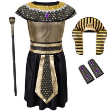 Egypt Pharaoh Costume for Kids Boys Ancient Egyptian King Outfit Kit Hallowee...