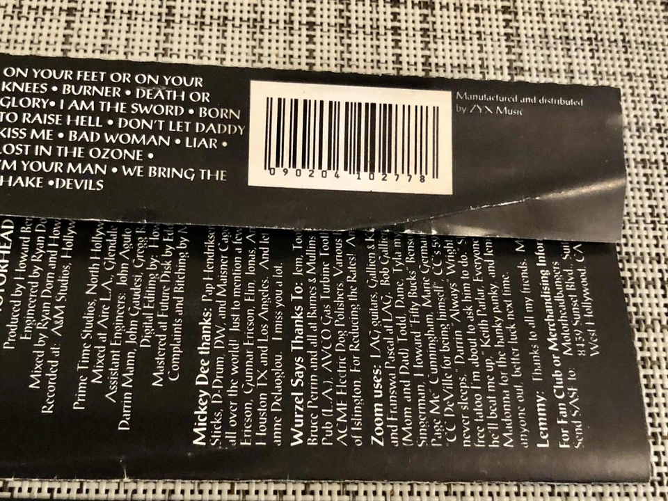 MOTORHEAD "BASTARDS" CASSETTE (1993, Germany) ZYX 20263-4 TESTED - Image 3 of 4