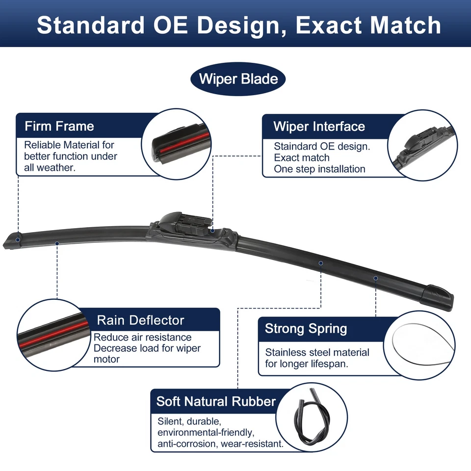 22"+16" Front Upgraded Windshield Wiper Blades for Ford Ecosport 16-22 Top-Lock - Image 4 of 4