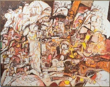 Stunning Alan Levine Abstract Expressionist Oil Painting Signed & Large 38x48.5"