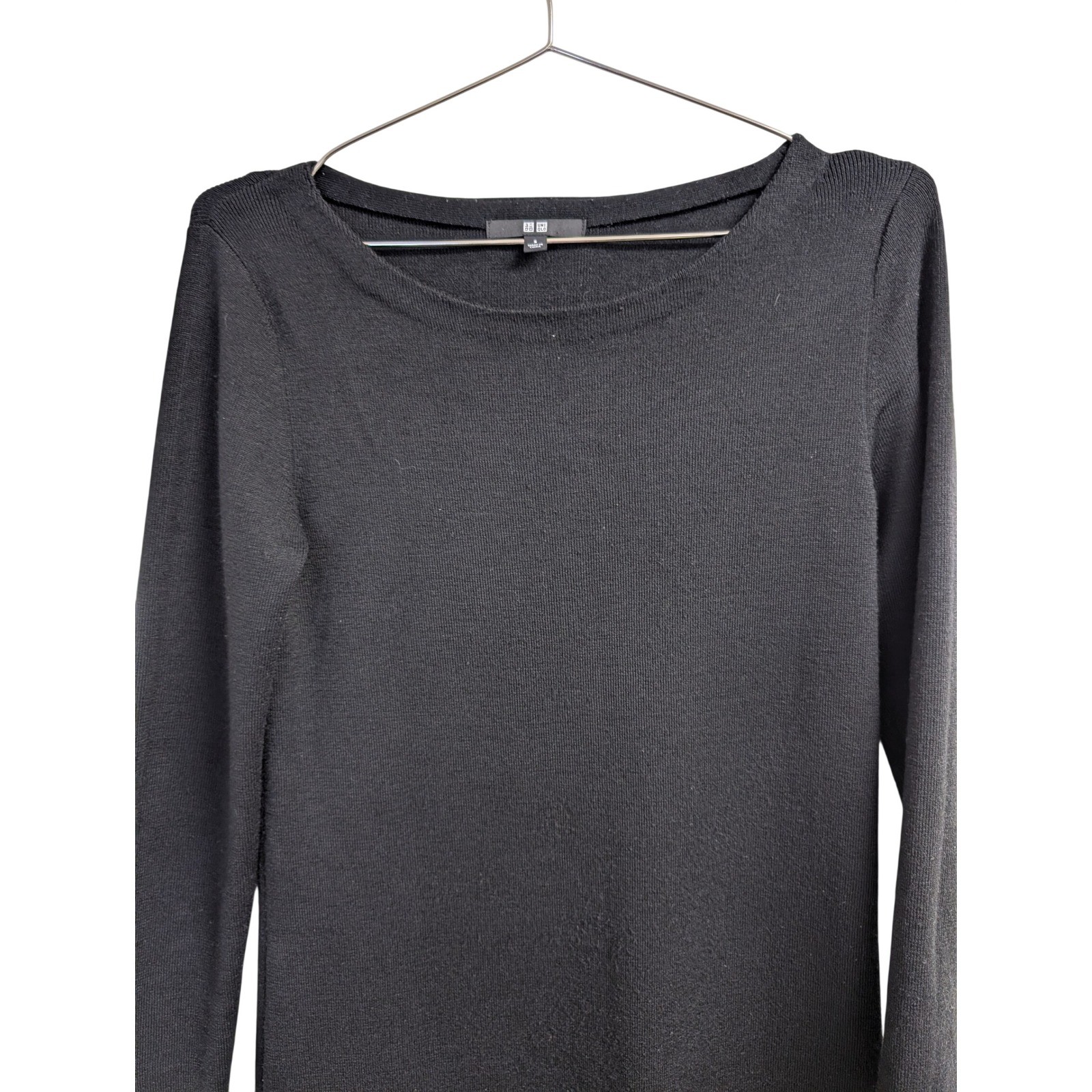 Uniqlo Sweater Dress Midi Wool Blend Minimalist Capsule Wardrobe Black Small thumbnail 3