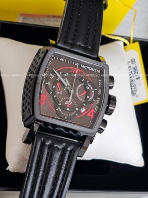 Invicta   S1 Rally   Swiss Z60 Chronograph Black / RED - Leather Mens Watch 