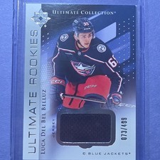Upper Deck Ultimate Collection Jersey Luca Del Bel Belluz #141 /499 Blue Jackets