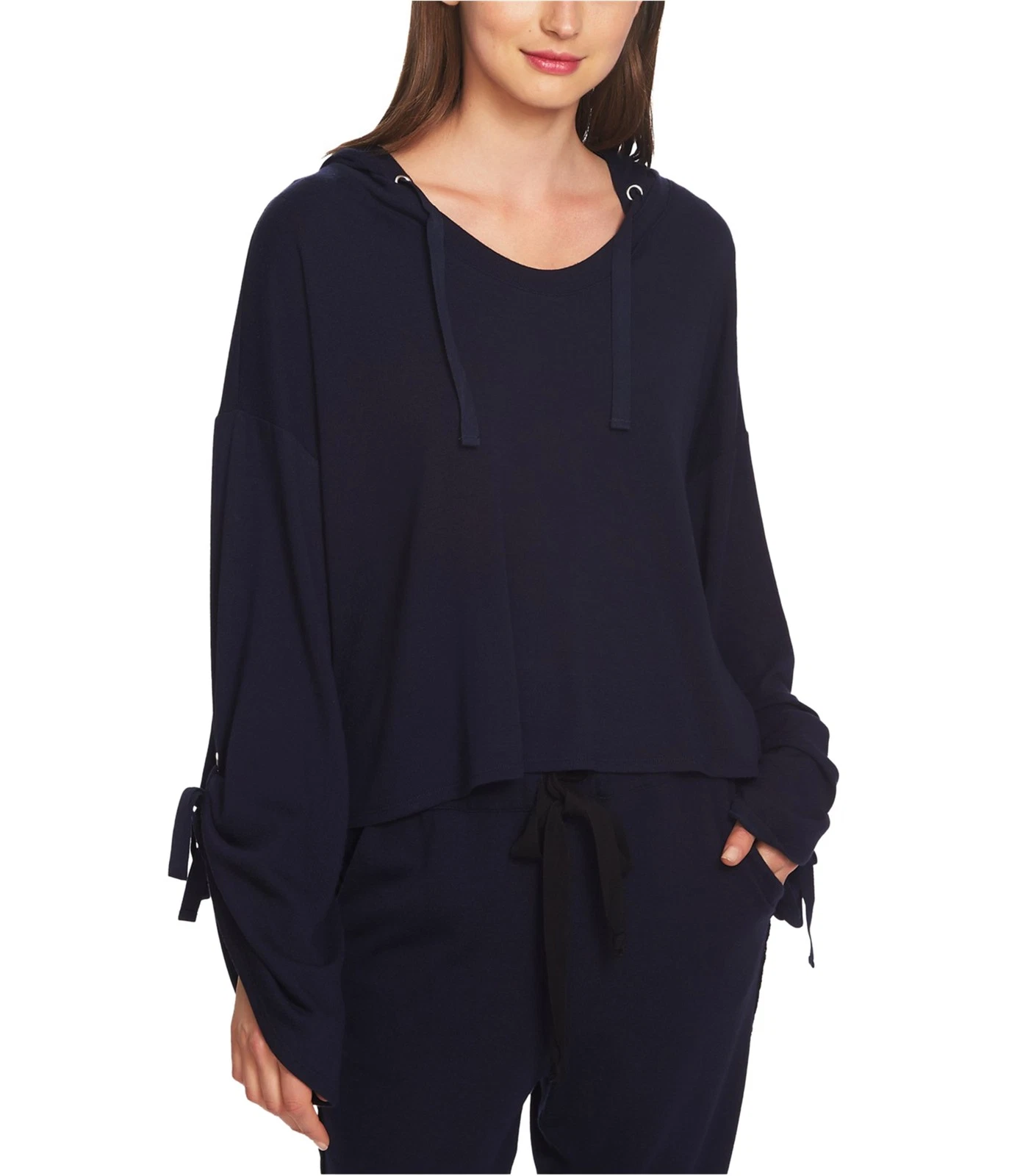 1.STATE Womens Tie Sleeve Hoodie Sweatshirt
