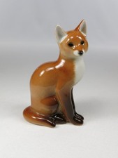 Vintage USSR Russian Lomonosov Porcelain Fox Sitting Figurine SEE VIDEO