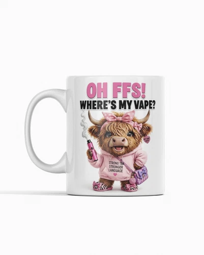 Highland Cow Mug, Oh FFS Where's My Vape, photo 2