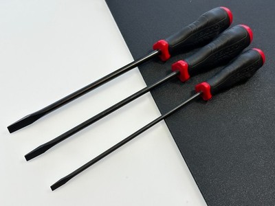 NEW TEKTON Tools USA Made 3pc High-Torque LONG Slotted Flat Tip Screwdriver Set