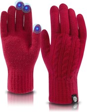 Guantes de invierno para mujer, tejido t rmico, Talla  nica, Rojo -