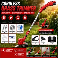 24V Electric Cordless Grass Trimmer Garden Edger Cutter With 2 Batteries