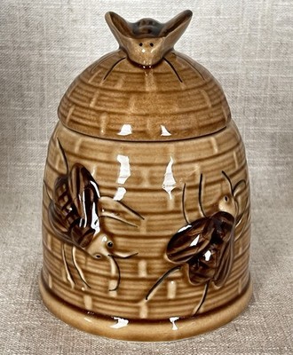 Fox Run Kitchens Ceramic Honey Pot Beehive Honey Jar 10oz  3D Bee Motifs 70's