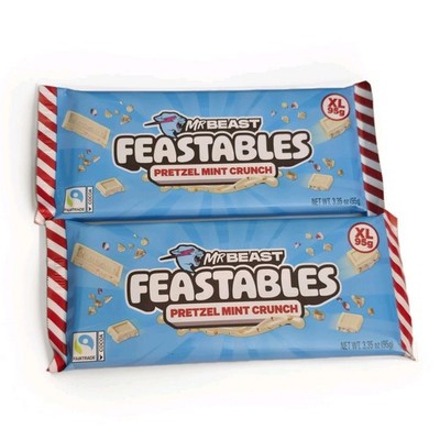 2pk Mr Beast Feastables Pretzel Mint Crunch Bar 3.35oz