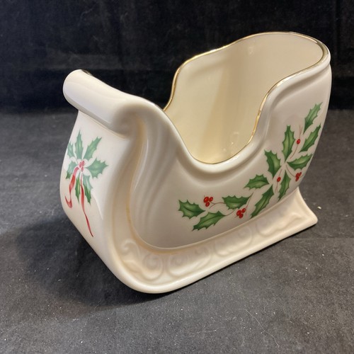 Lenox Holiday Sleigh piatto caramelle agrifoglio e bacche bordo oro - Foto 5 di 13