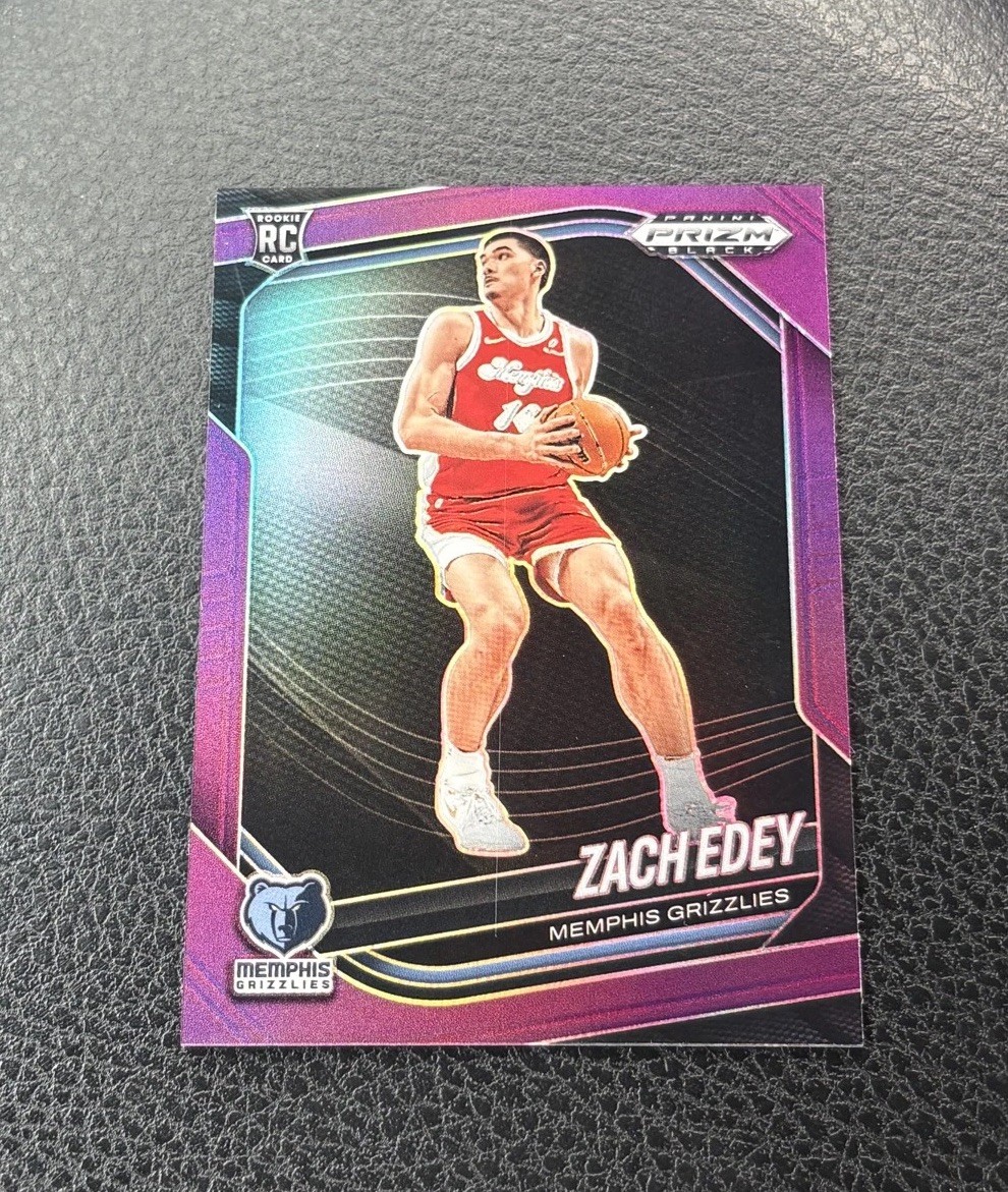 2024-25 Panini Prizm Black - Zach Edey #64 Purple Prizm /99 (RC)