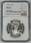 1943 Walking Liberty Half Dollar Coin NGC MS 62