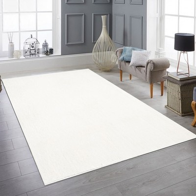 Waschbarer Teppich Creme mit Antirutsch-Rücken und weicher Oberfläche