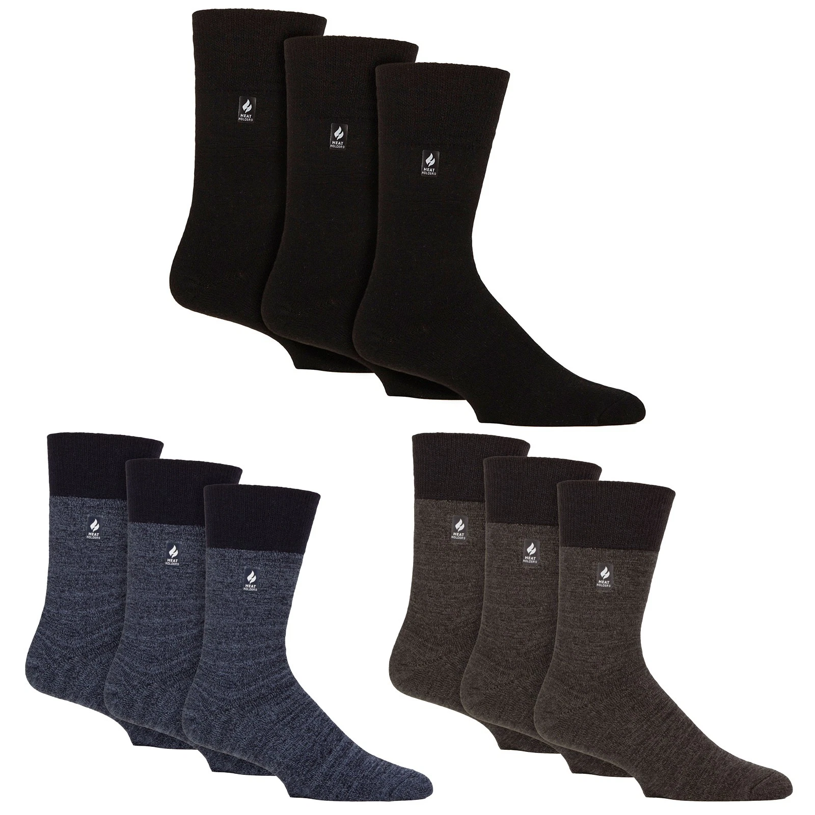 Gentle Grip - 3 Pack Men's Thermal Socks Warm Winter Brushed Lining