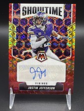 2025 Mosaic Showtime Signatures Justin Jefferson Auto Choice Fusion Red Yellow