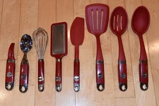 KitchenAid Silicone Cooking Utensils Spatula Spoon Turner Whisk 8 Piece Set Red!