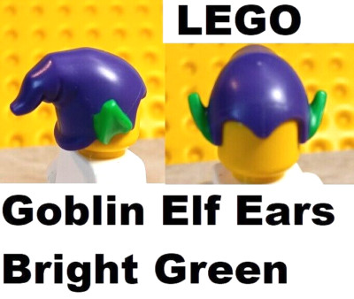LEGO Elf Hat Goblin Ears BRIGHT GREEN Pointed Deep Purple Hat Cone Curved Bent