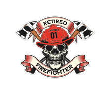 Retired Firefighter Skull S14 Fire Department Vinyl Decal Rapid Air Release