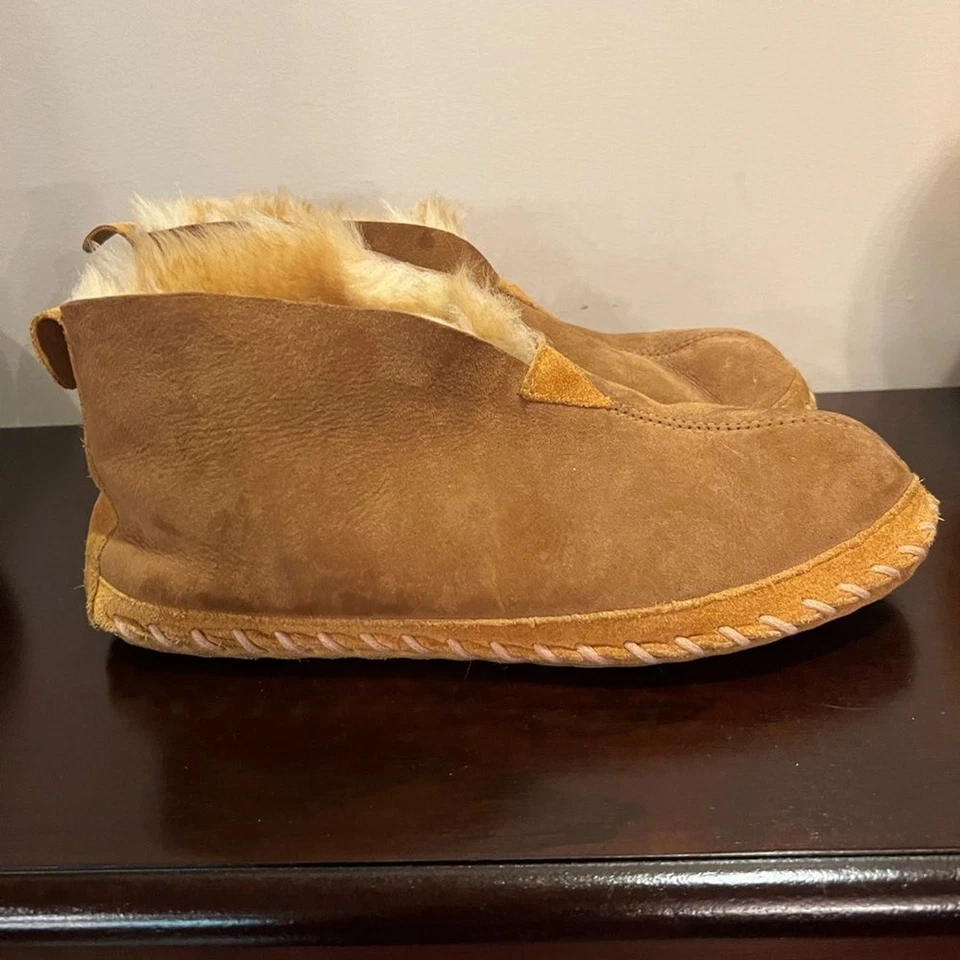 Zapatillas Chukka Vintage LL Bean Mocs Marrón Gamuza Cuero Shearling Lodge Foto 2 de 4