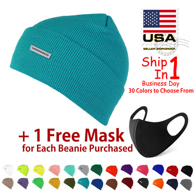 2025 Mororock Rib-Knit Acrylic Beanie Winter Lightweight Cuff Unisex Man women