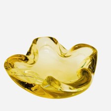 🟠 Flavio Poli per Seguso portacenere in vetro di Murano sommerso anni 70 GIALLO