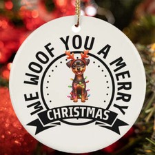 We Woof You A Merry Christmas Miniature Pinscher Dog Lover Ornament Gift Decor