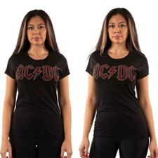 Image of AC/DC Ladies T-Shirt: Full Colour Logo (Diamante) (Medium)