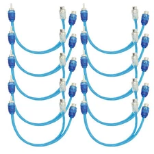 Ten Pack of Raptor 9" RCA Y Adaptor 2 Female to 1 Male Coaxial Audio Cable