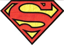 Superman "S" Chest Logo Large Jacket Embroidered Patch, NEW UNUSED
