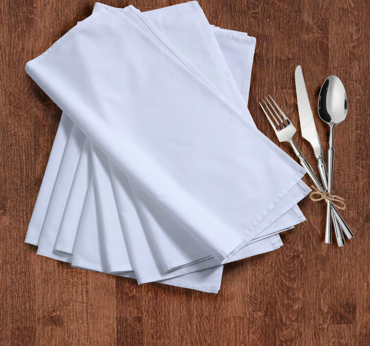 Cotton Napkins Table Linen Dinner White Cloth for Hotel Wedding Party Large Size